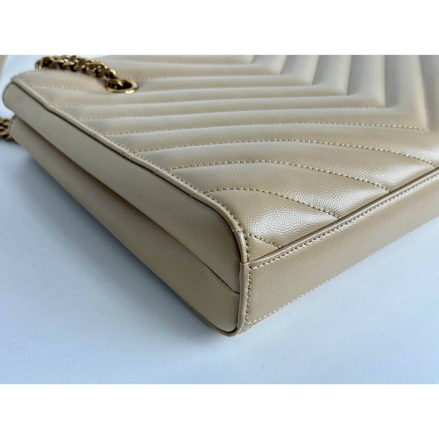 Saint Laurent Tribeca Shopping Tote Beige Grain De Poudre Leather C-9