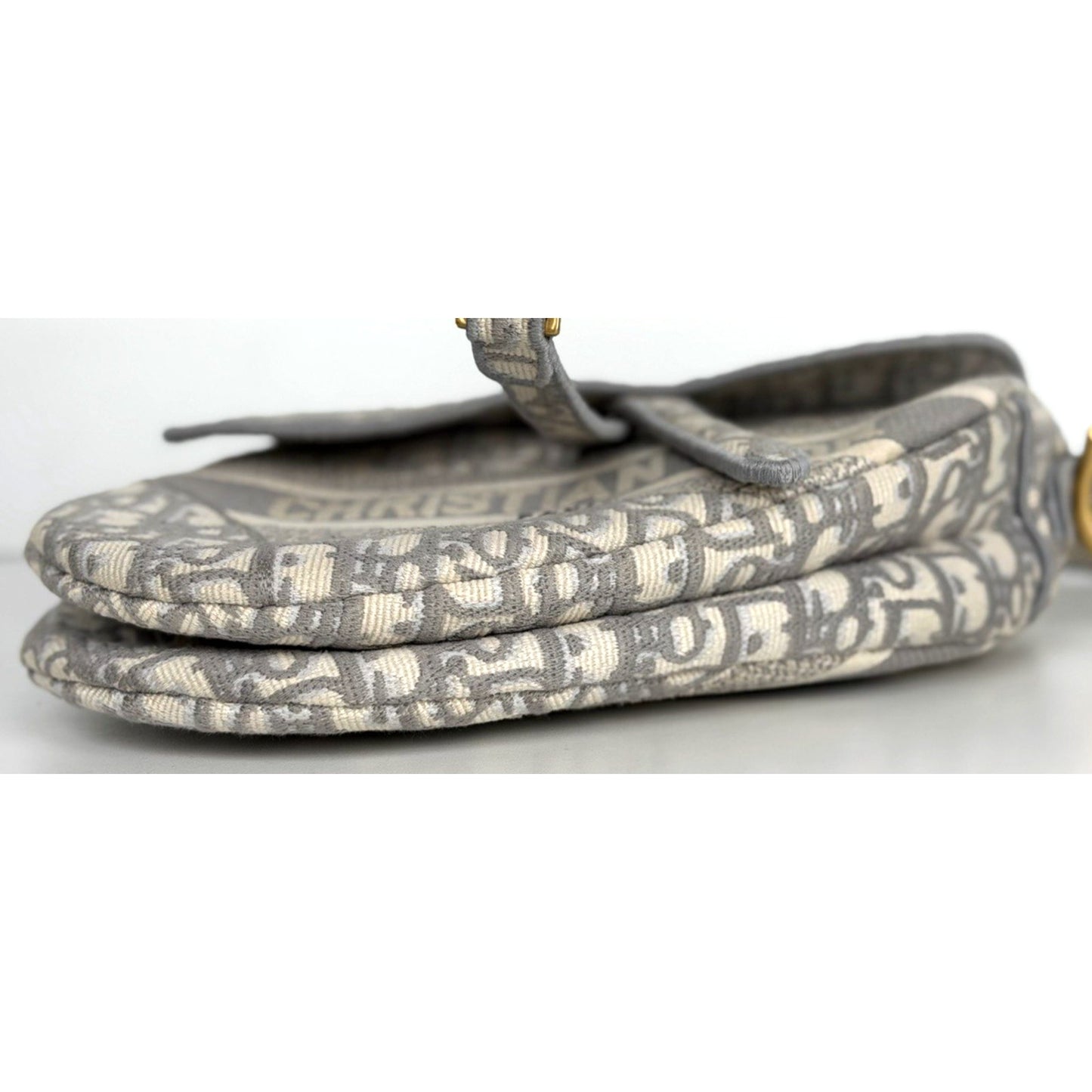 Christian Dior Oblique Embroidered Saddle Bag in Gray Canvas 2021 D8