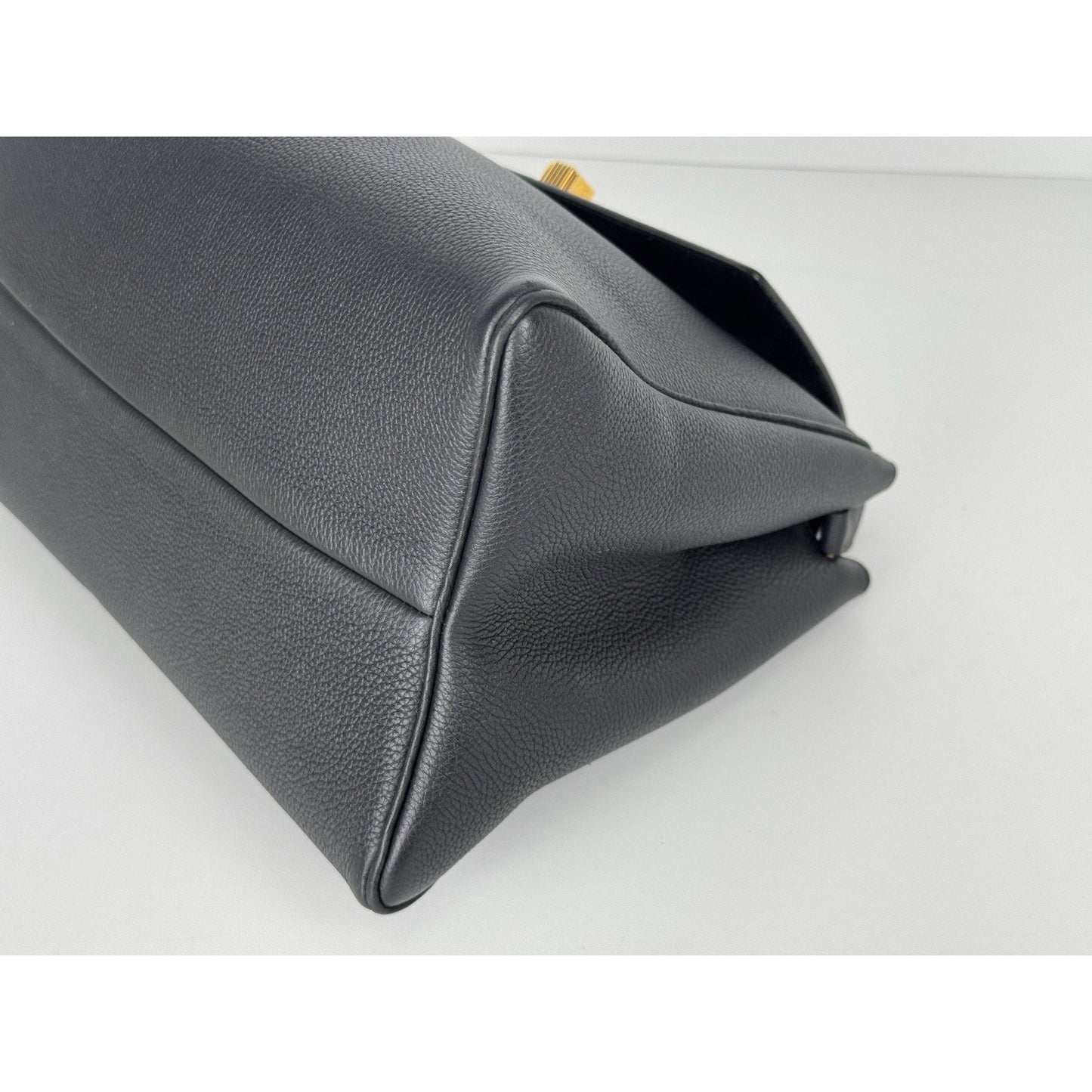 Khaite Audrey Shoulder Bag in Black Grained Leather D-9