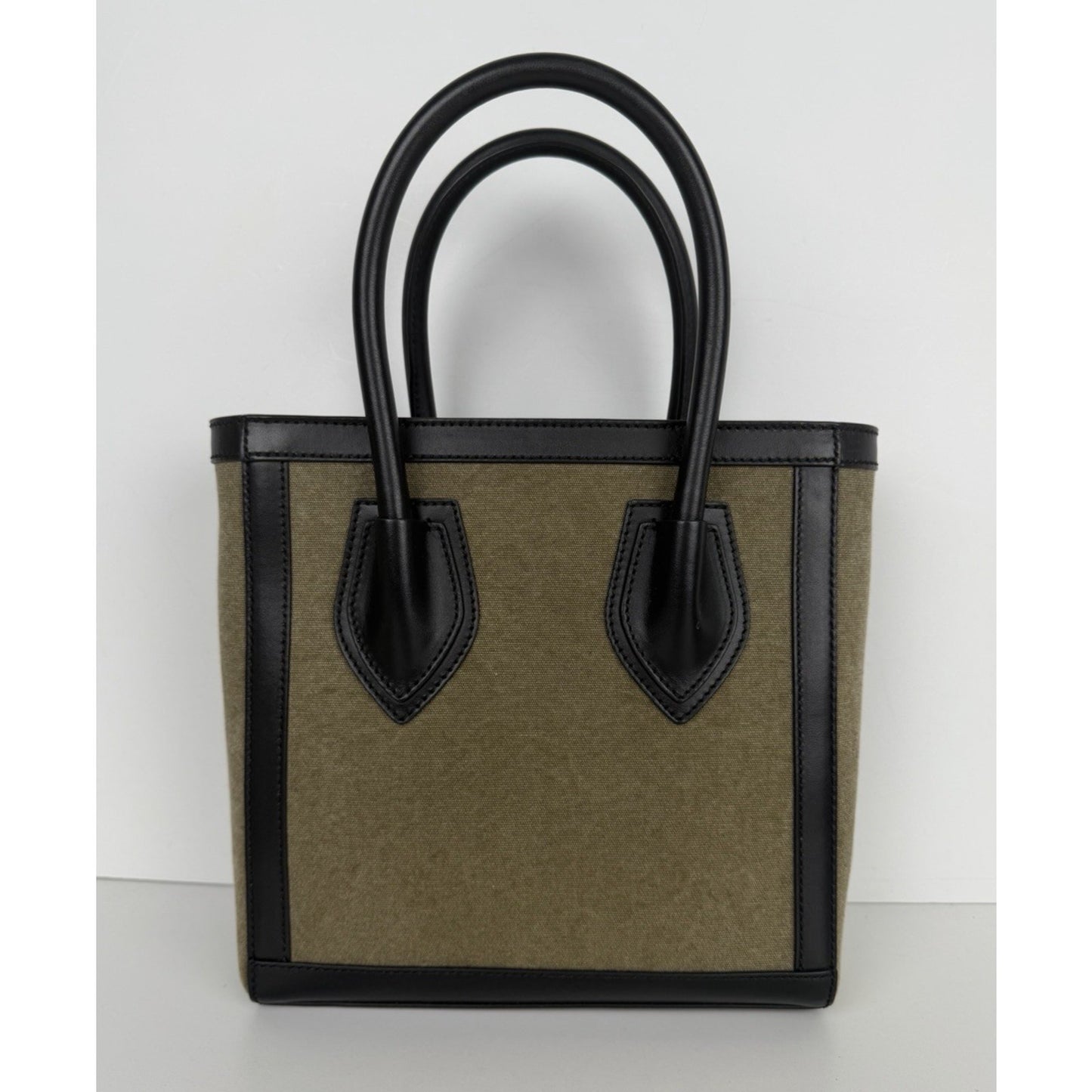 Balmain B-Army Logo Canvas 24 Shopper Tote Bag in Khaki & Black S17