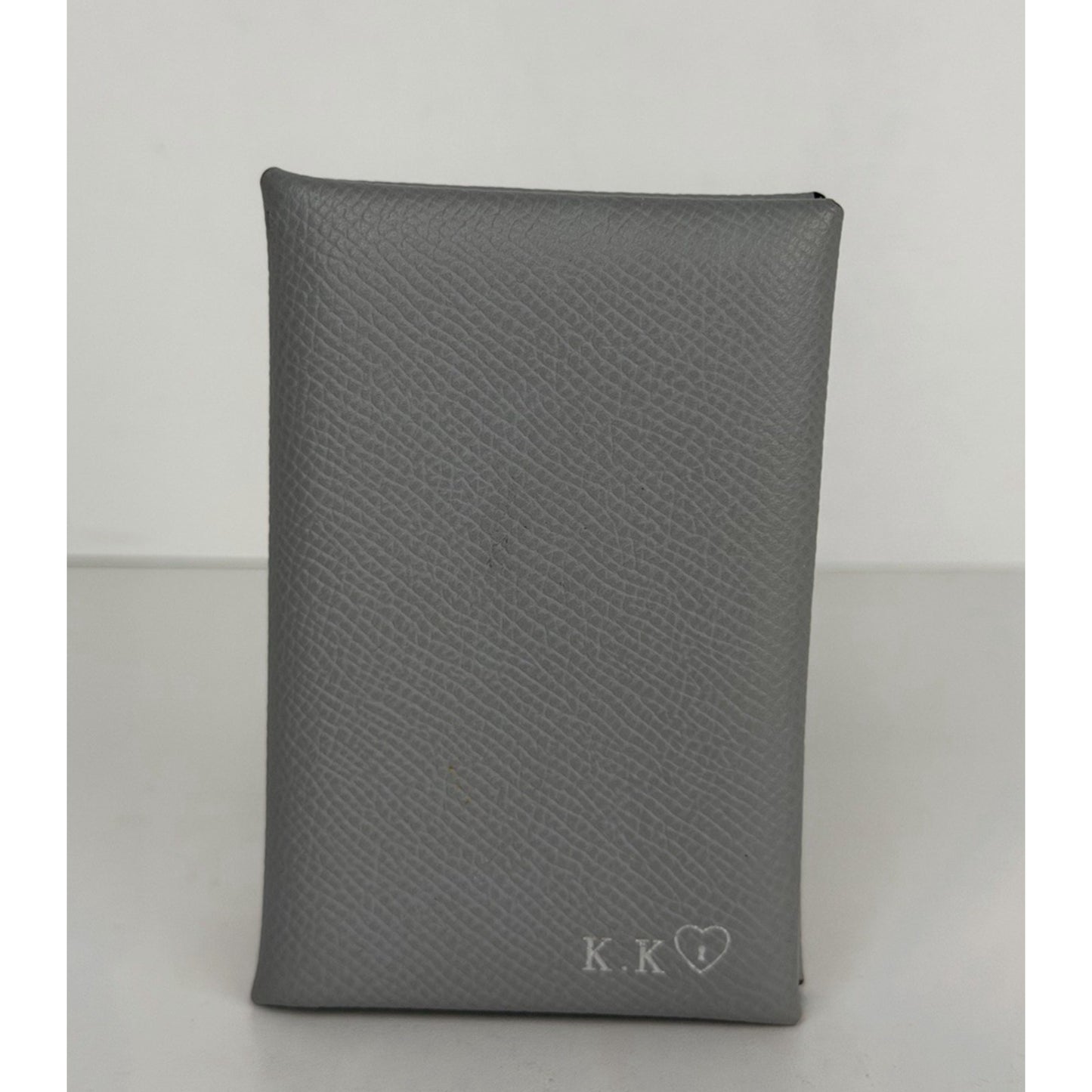 Hermes Calvi Duo Compact Card Holder in Grey Epsom Leather