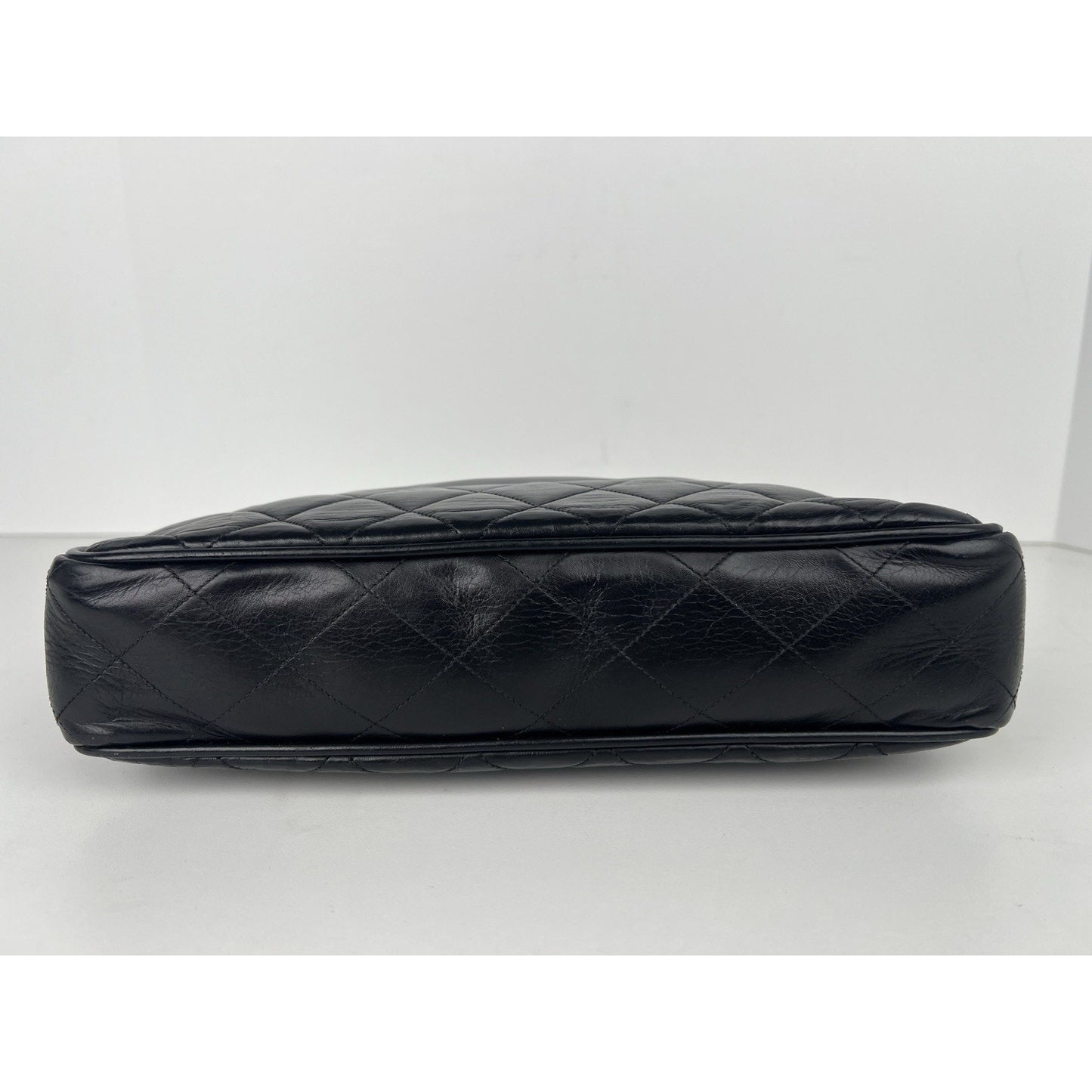 CHANEL Vintage Lambskin Black Leather Tote Shoulder Bag (1989-1991)