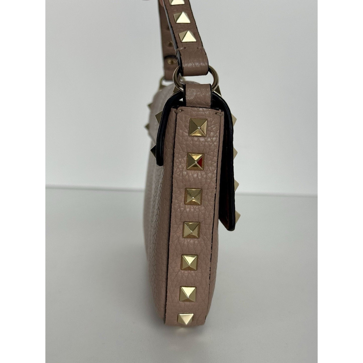 Valentino Rockstud Top Handle Mini Bag in Pastel Pink Grained Leather B-1