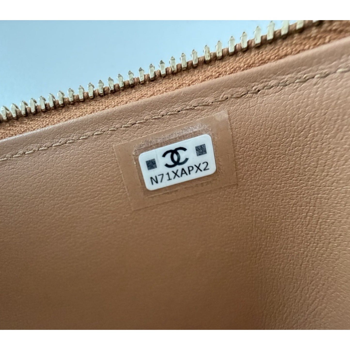 Chanel Vanity Case Small Top Handle Bag in Glossy Beige With Chain NFC B1