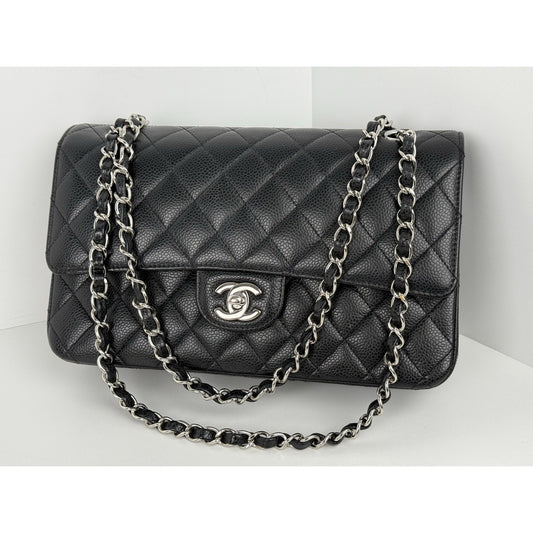 Chanel Classic Double Flap Medium Quilted Caviar Leather Shoulder Bag