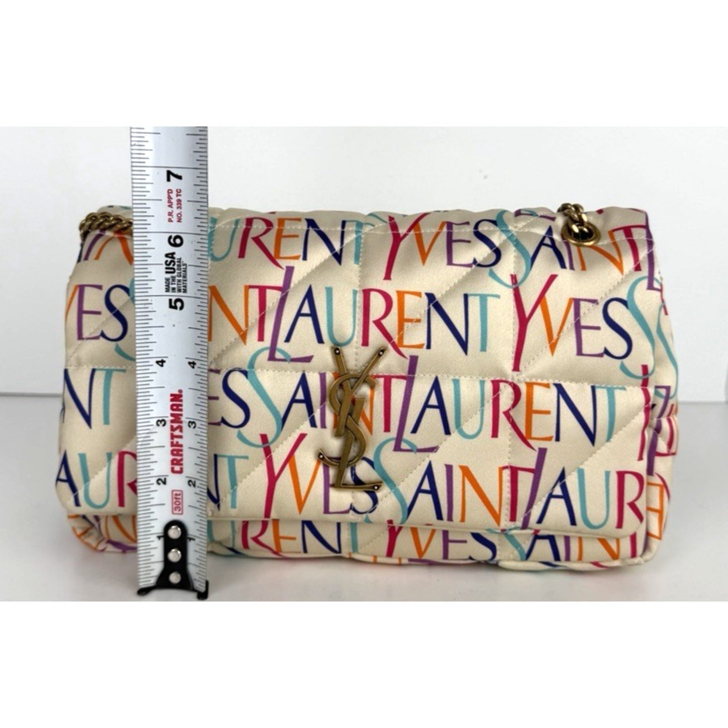 Saint Laurent Multicolor Satin Jamie Medium Bag with Leather Trim B-3