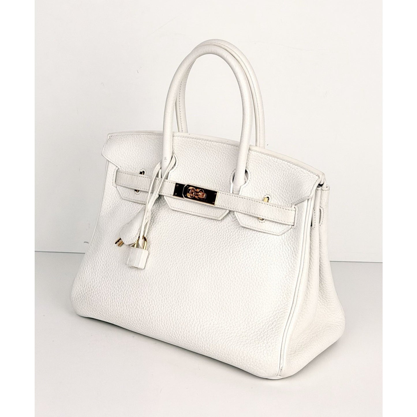 Hermes Birkin 30 Handbag in Off-White Clemence Leather 2015