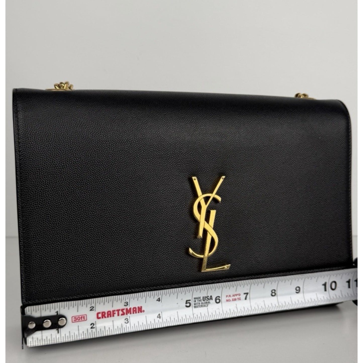 Saint Laurent Grain De Poudre Medium Classic Monogram Kate Satchel Black NFC S