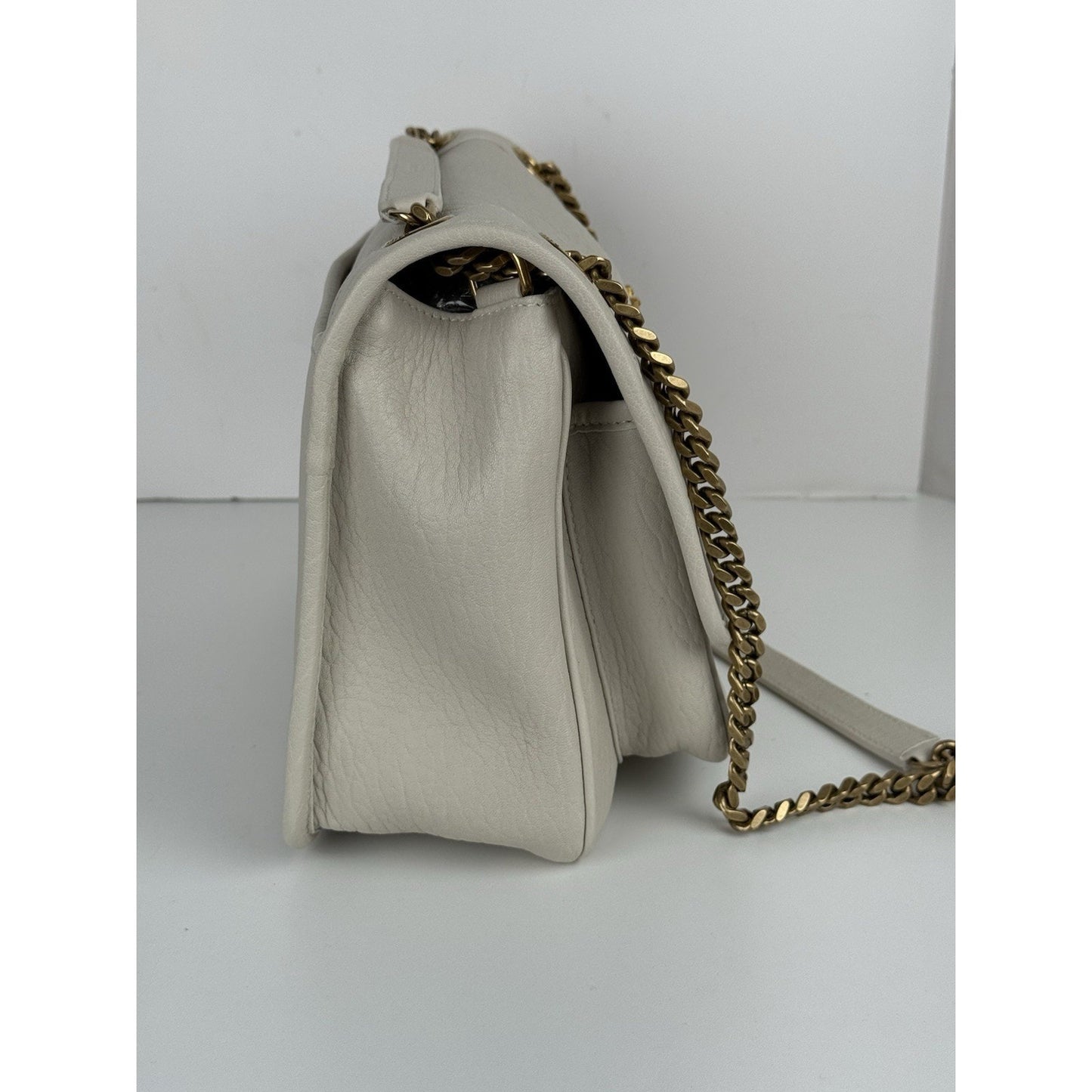 Saint Laurent Niki Medium Leather Shoulder Bag in Crema Soft