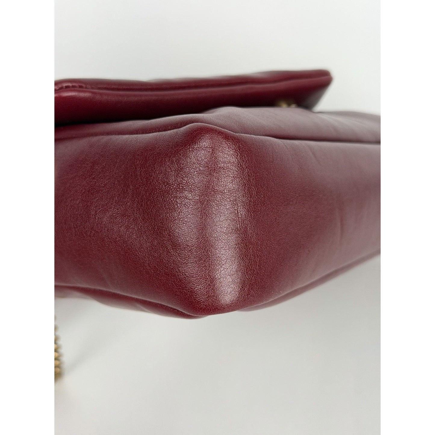 Saint Laurent Calypso Small Shoulder Bag in Bordeaux Red Smooth Padded LeatherD6