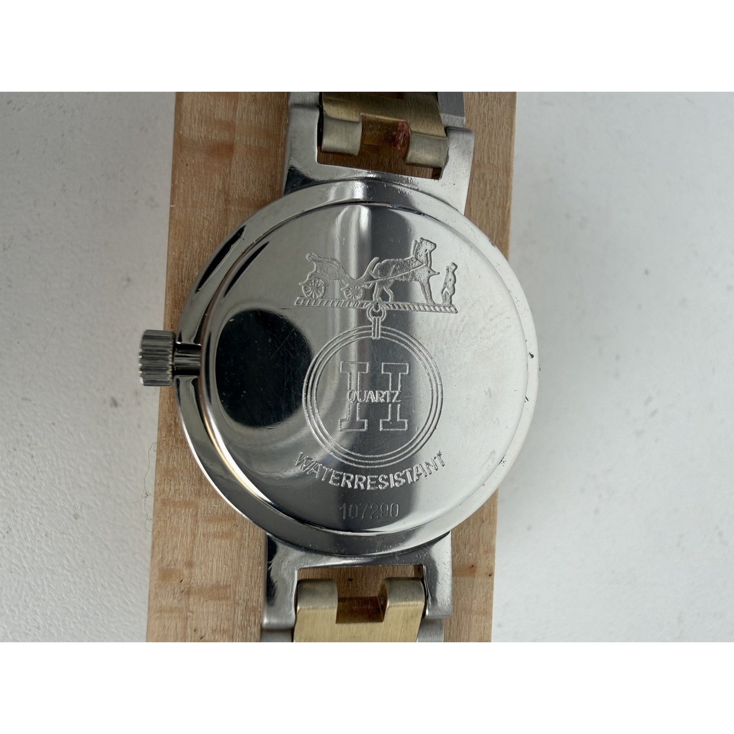 Hermes Two-Tone Stainless Steel Clipper Classique PM Watch with Yellow Dial