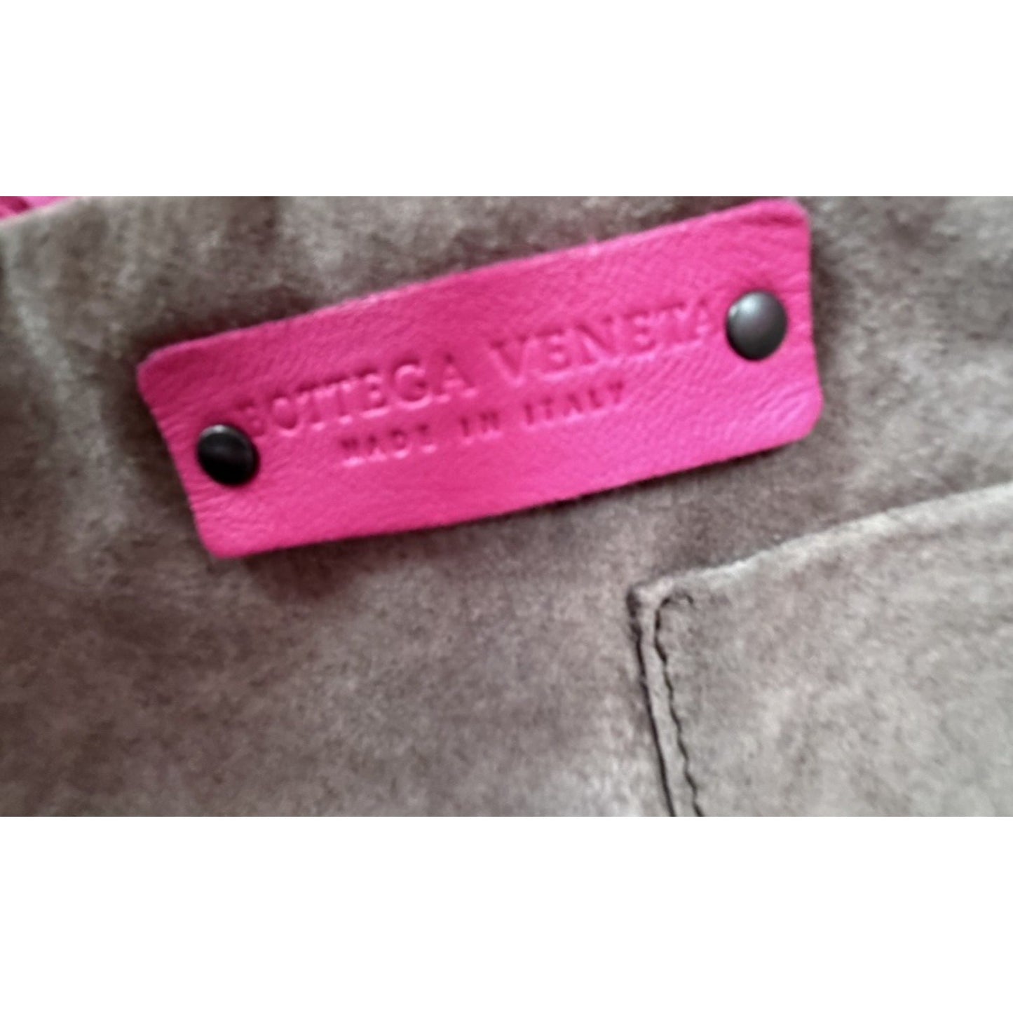 Bottega Veneta Intrecciato Handbag in Beige with Woven Pink Trim S