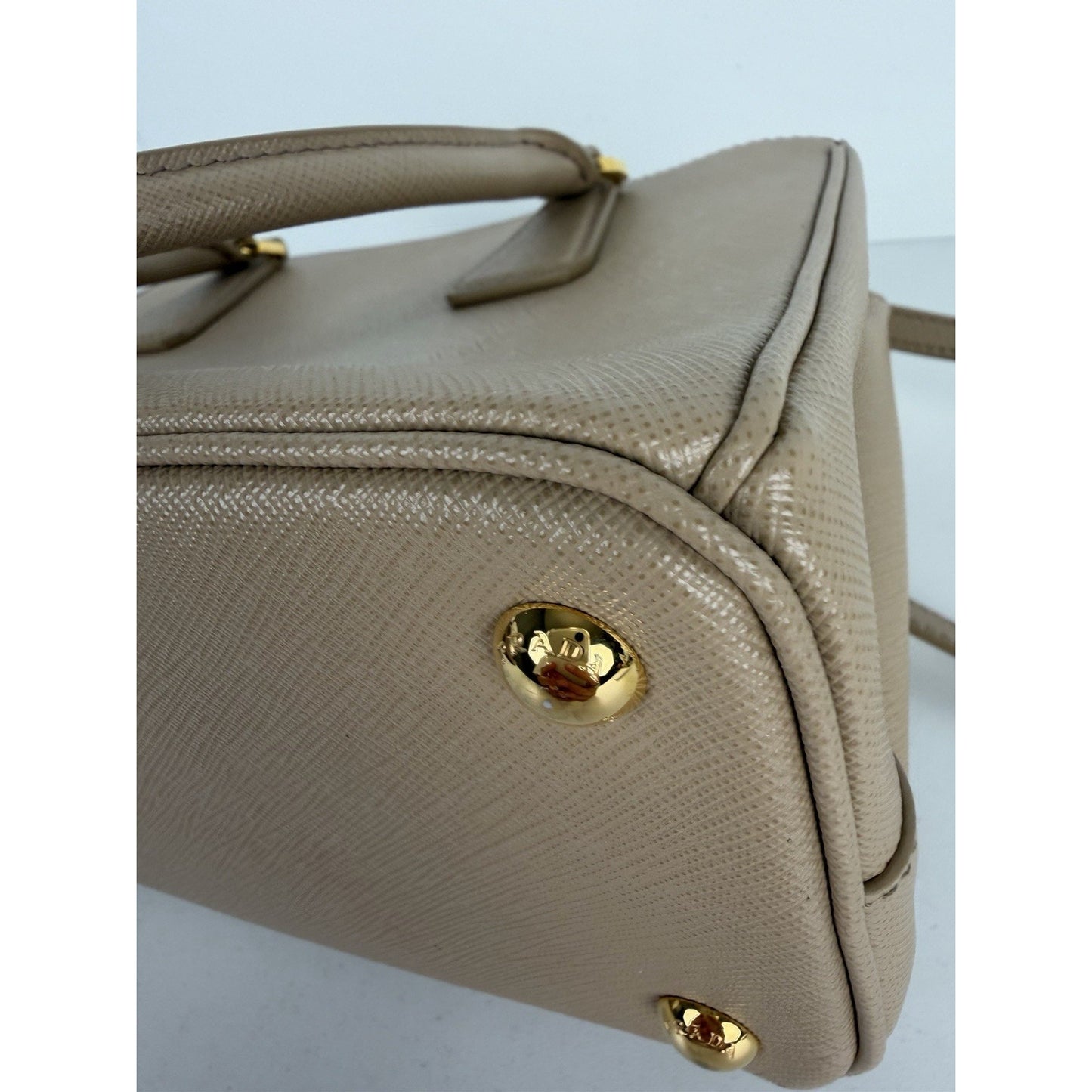Prada Galleria Small Top Handle Bag in Beige Saffiano Leather C-9