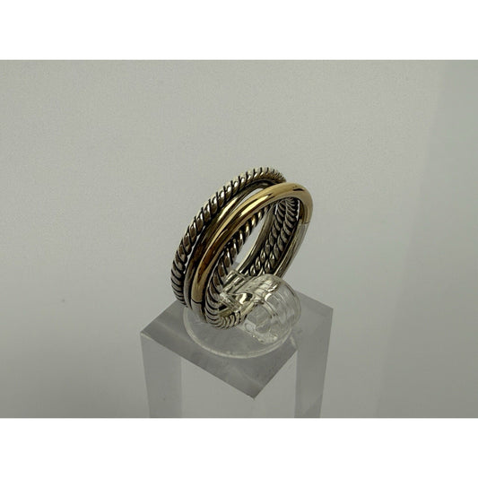 David Yurman Crossover Band Ring 6.8mm Steerling Silver & 18K Gold Size 6.25