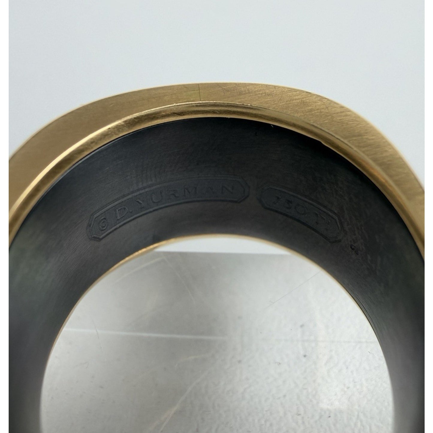 David Yurman Men's Pyramid Signet Ring in Black Titanium with 18K Yellow Gold