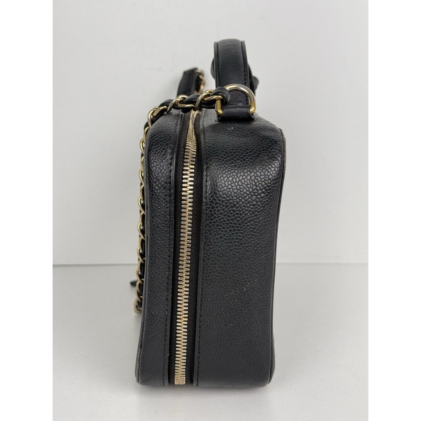 Chanel Caviar Quilted Small CC Filigree Vanity Case Black B-5