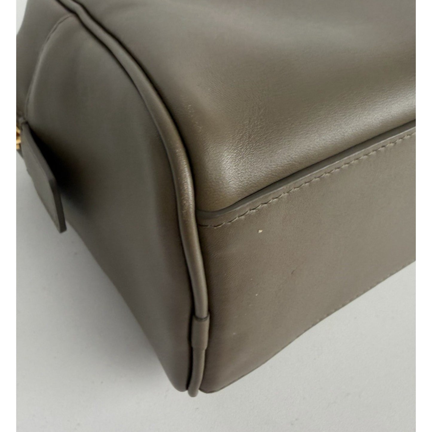 Chanel Perfect Bowling Large Bag in Khaki Brown Calfskin Leather D8