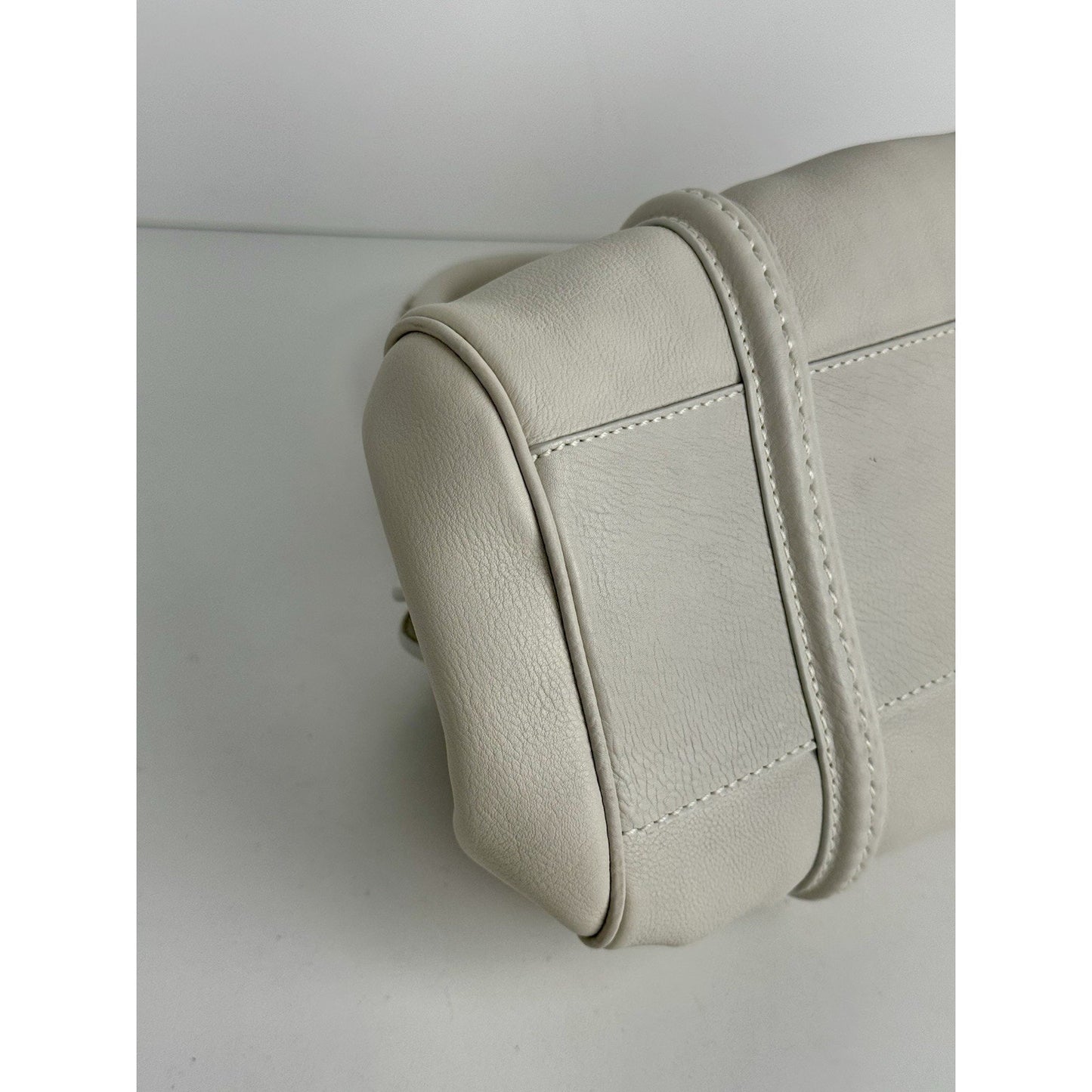 Christian Dior My Dior Frame Satchel White Leather Silver Hardware
