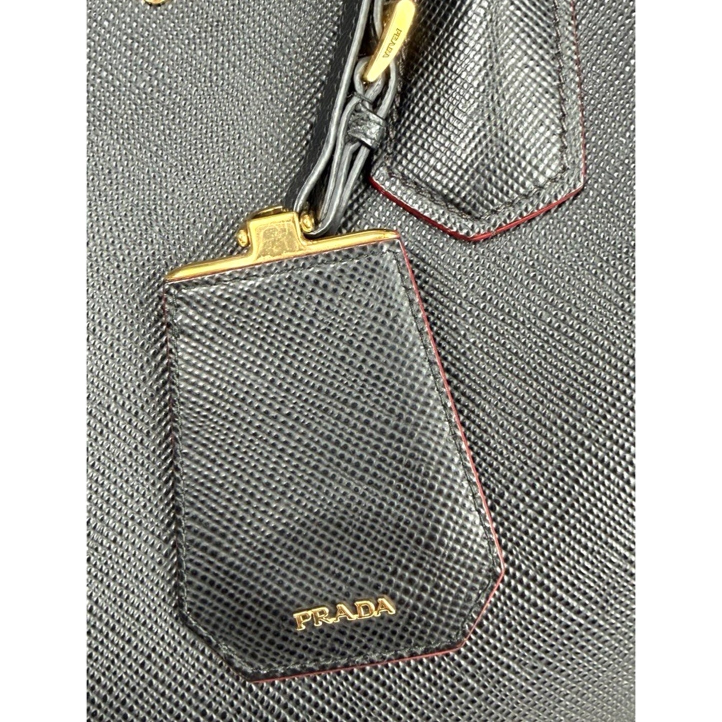 Prada Double Handle Signature Saffiano Leather Bag Large Tote in Black S07
