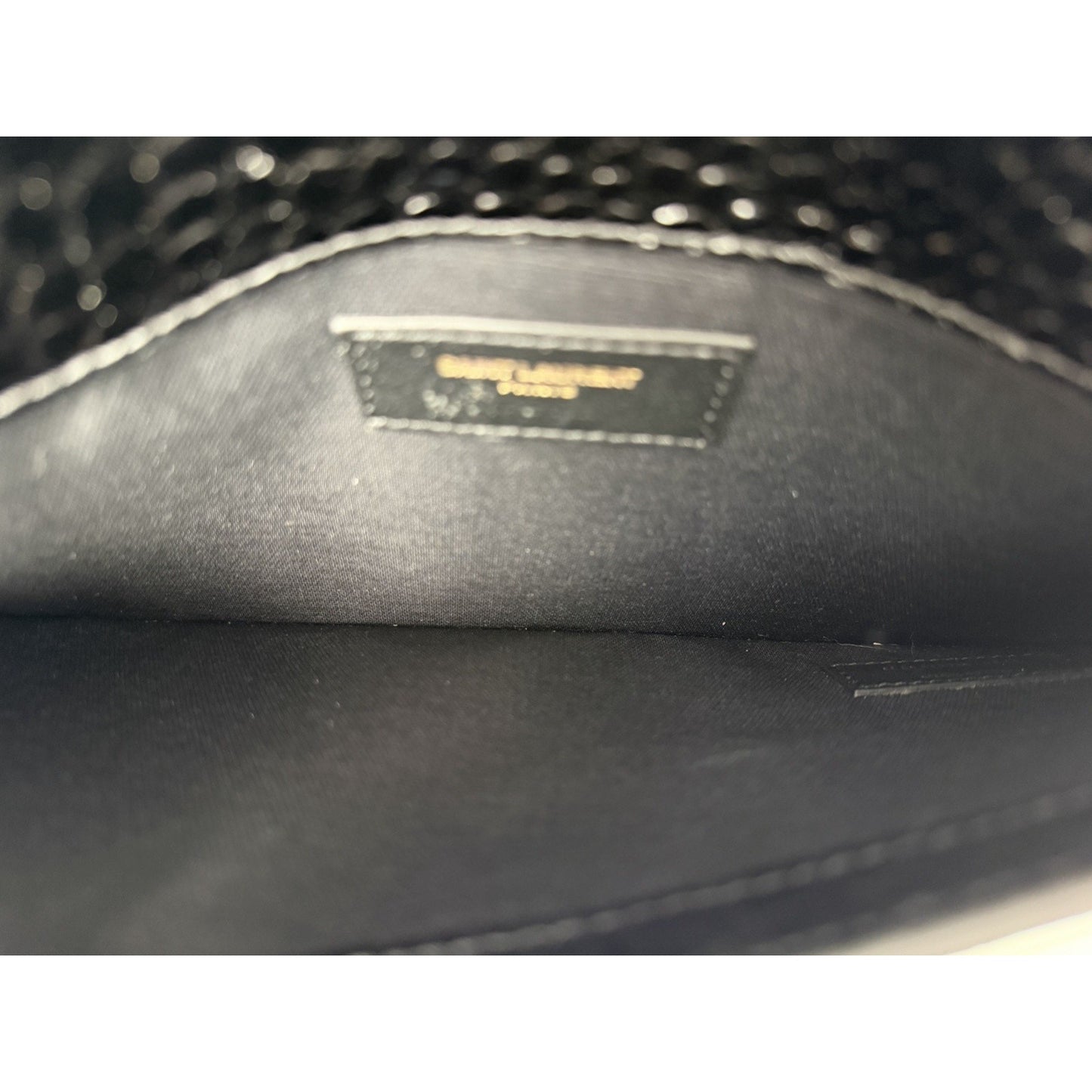 Saint Laurent Uptown Envelope Pouch Bag in Black Croc-Embossed Leather S15