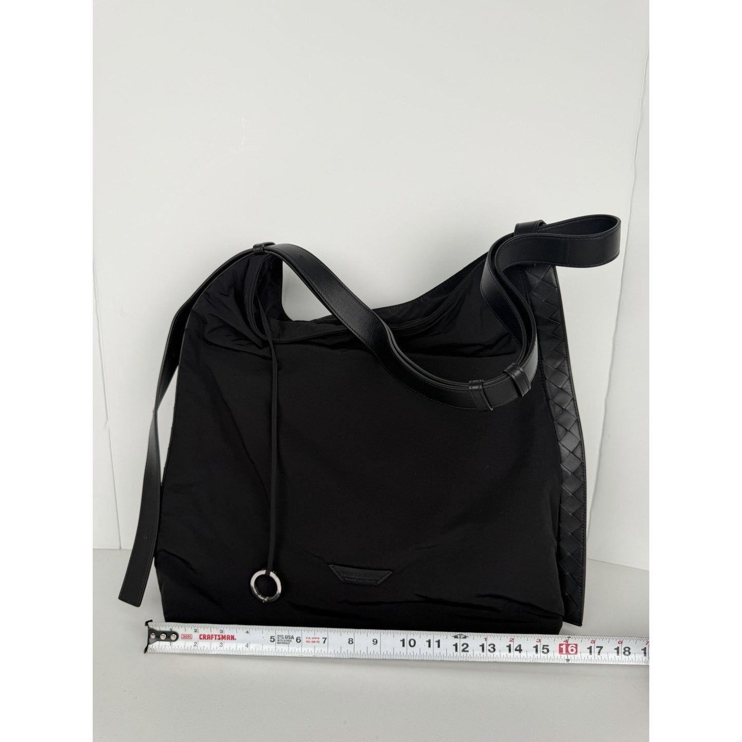 Bottega Veneta Crossroad Hobo Bag Black Nylon & Intrecciato Leather Accents S-20