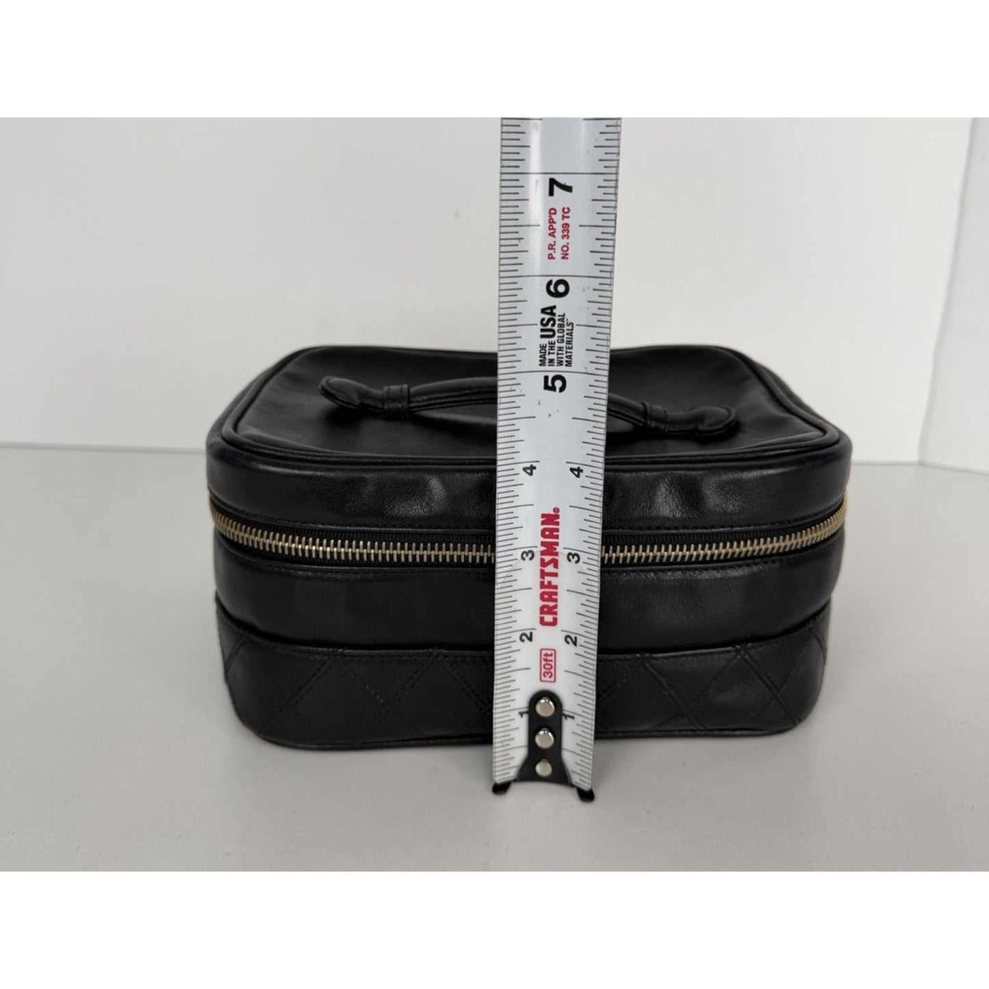 Chanel Vanity Case Vintage Black Quilted Lambskin Top Handle 1989-1991 S11