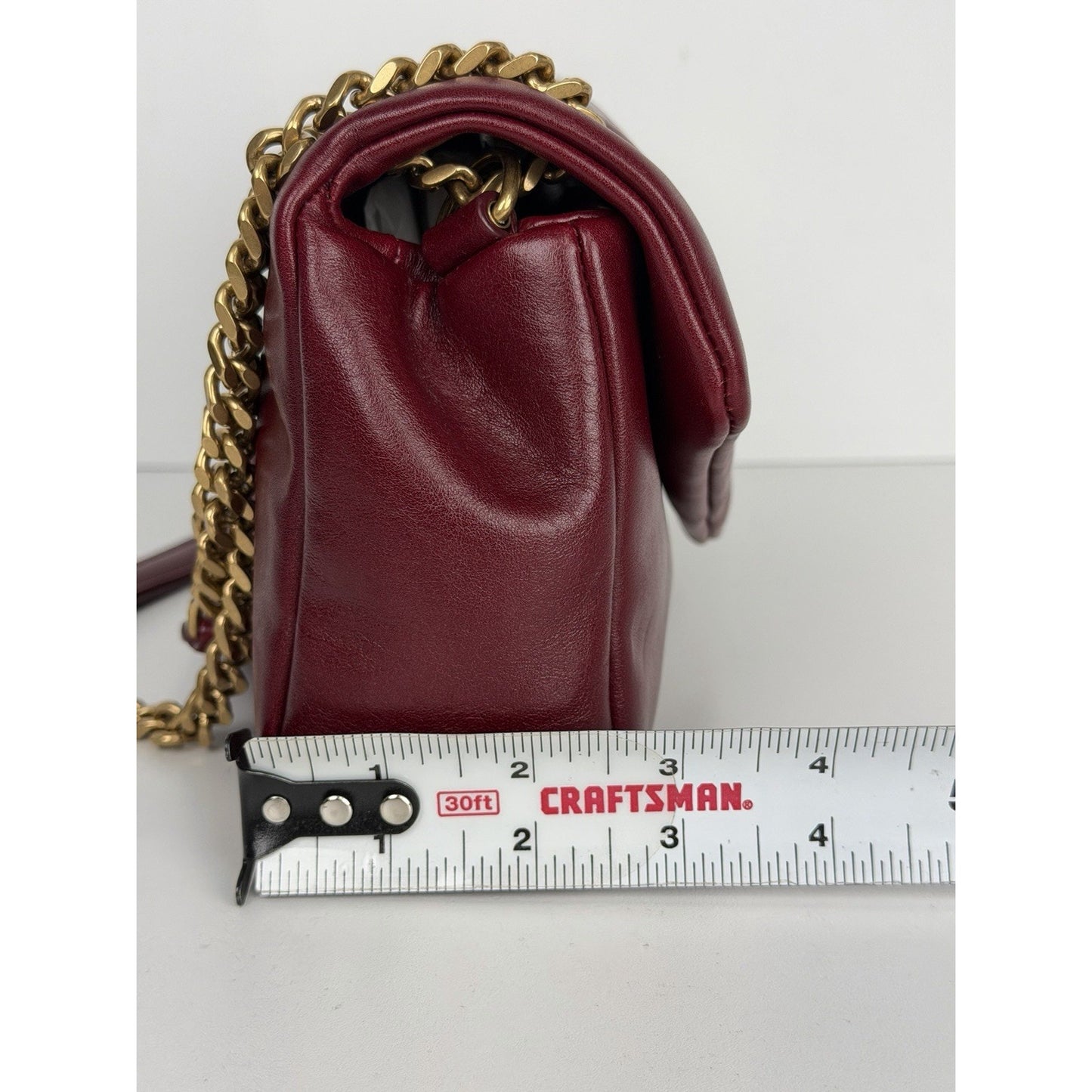 Saint Laurent Calypso Small Shoulder Bag in Bordeaux Red Smooth Padded LeatherD6