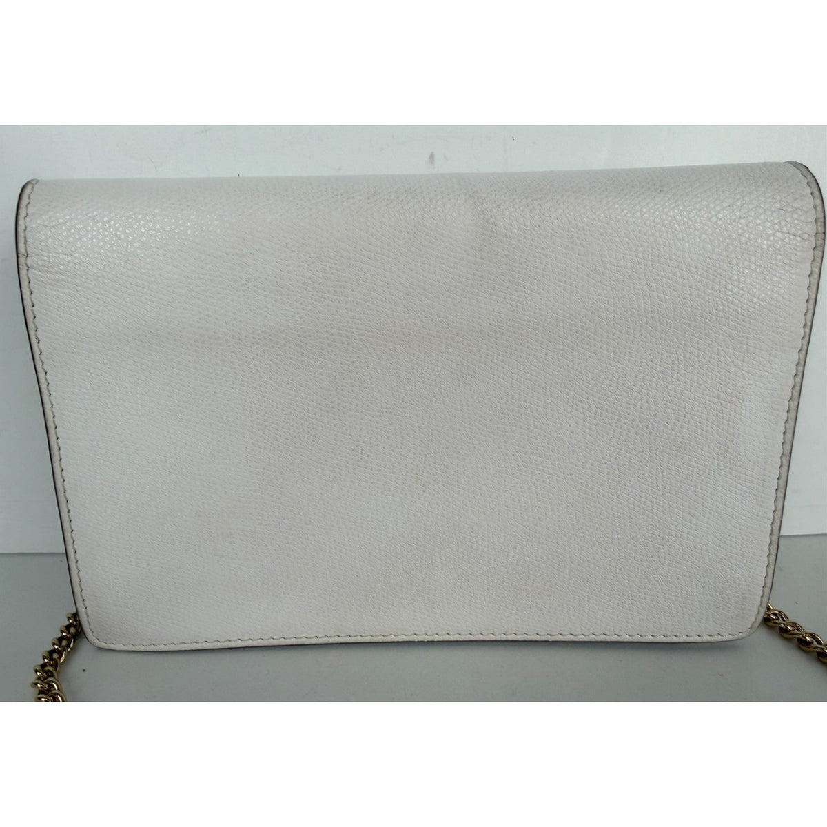 Fendi F is Fendi Envelope Wallet on Chain Crossbody Bag in White Leather S-08