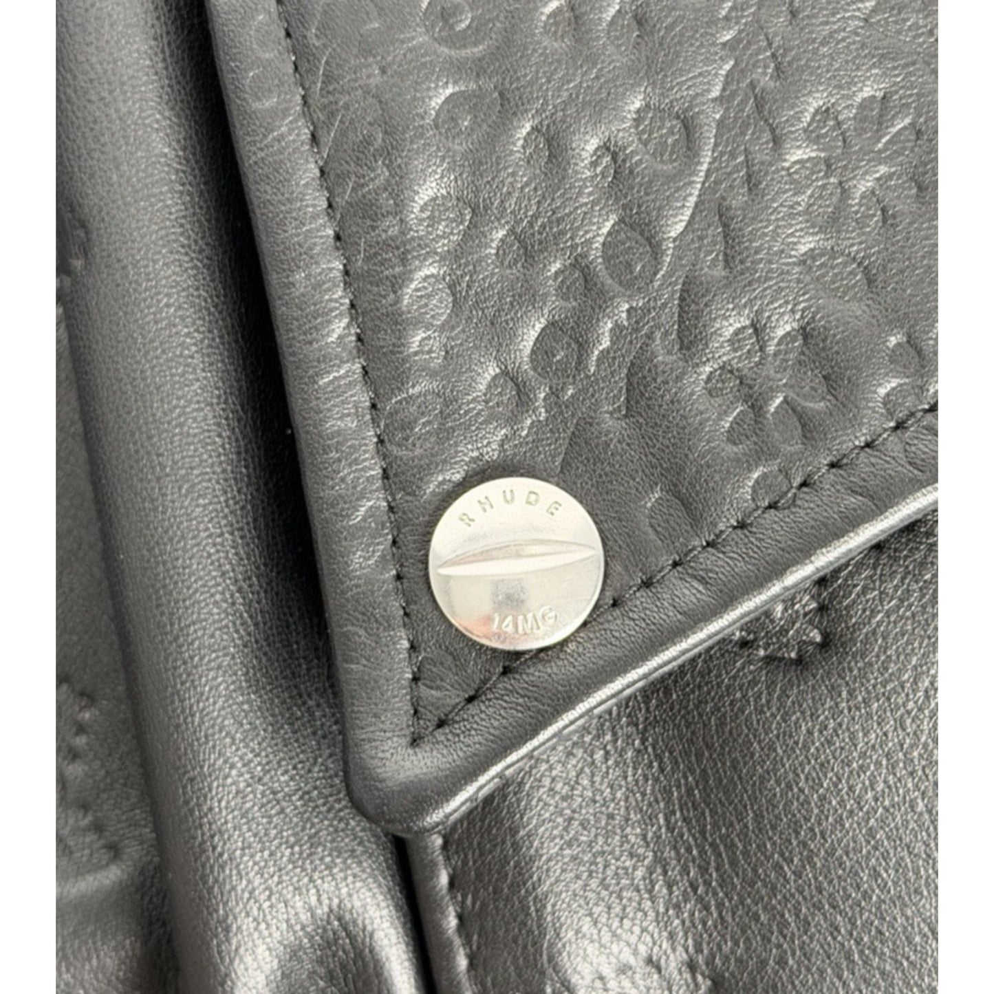 Rhude Leather Embossed Suit Jacket in Black Leather Size M