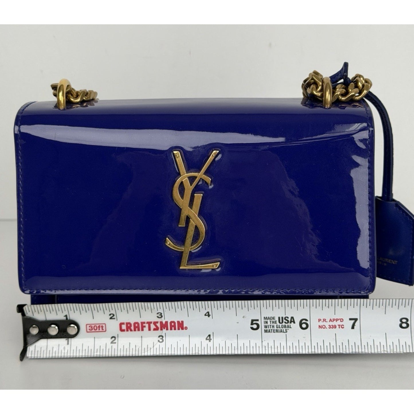 LAYAWAY Saint Laurent Patent Crossbody Small Monogram Sunset Bag in Royal Blue C3