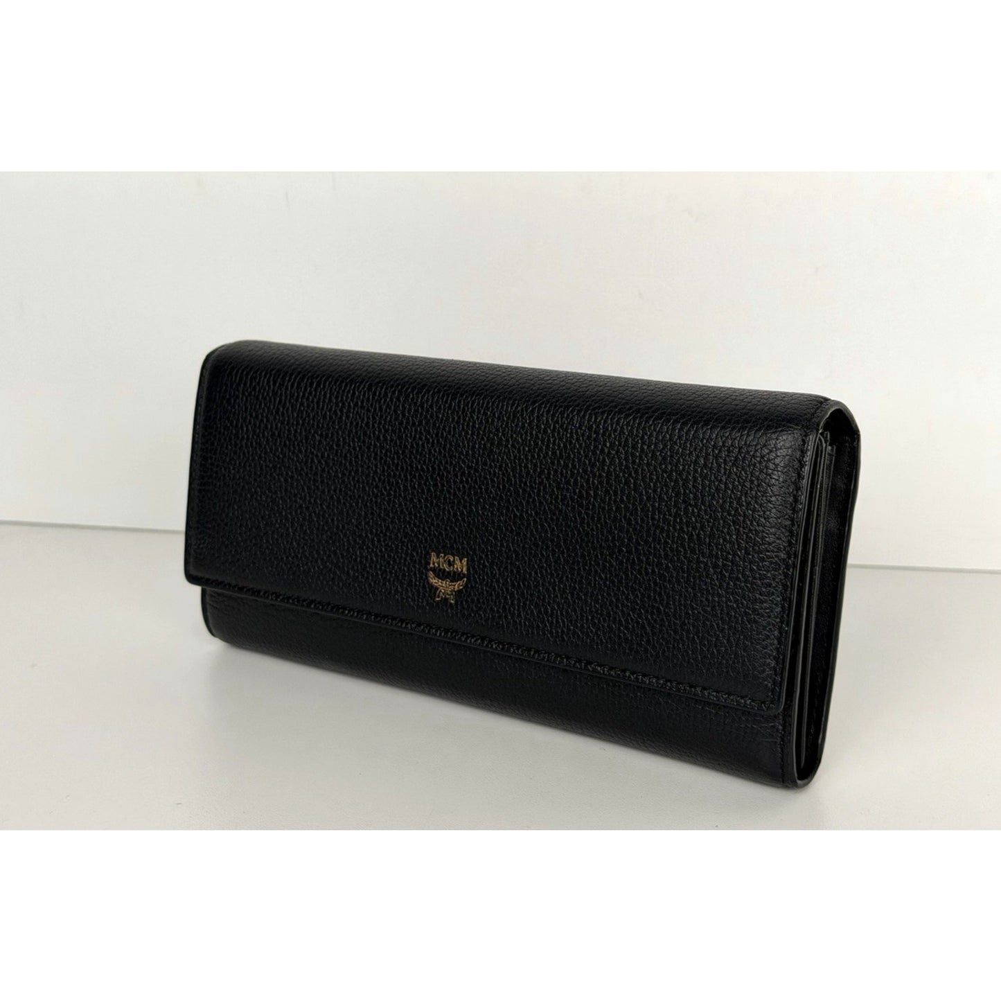 MCM Leather Trifold Continental Wallet in Black