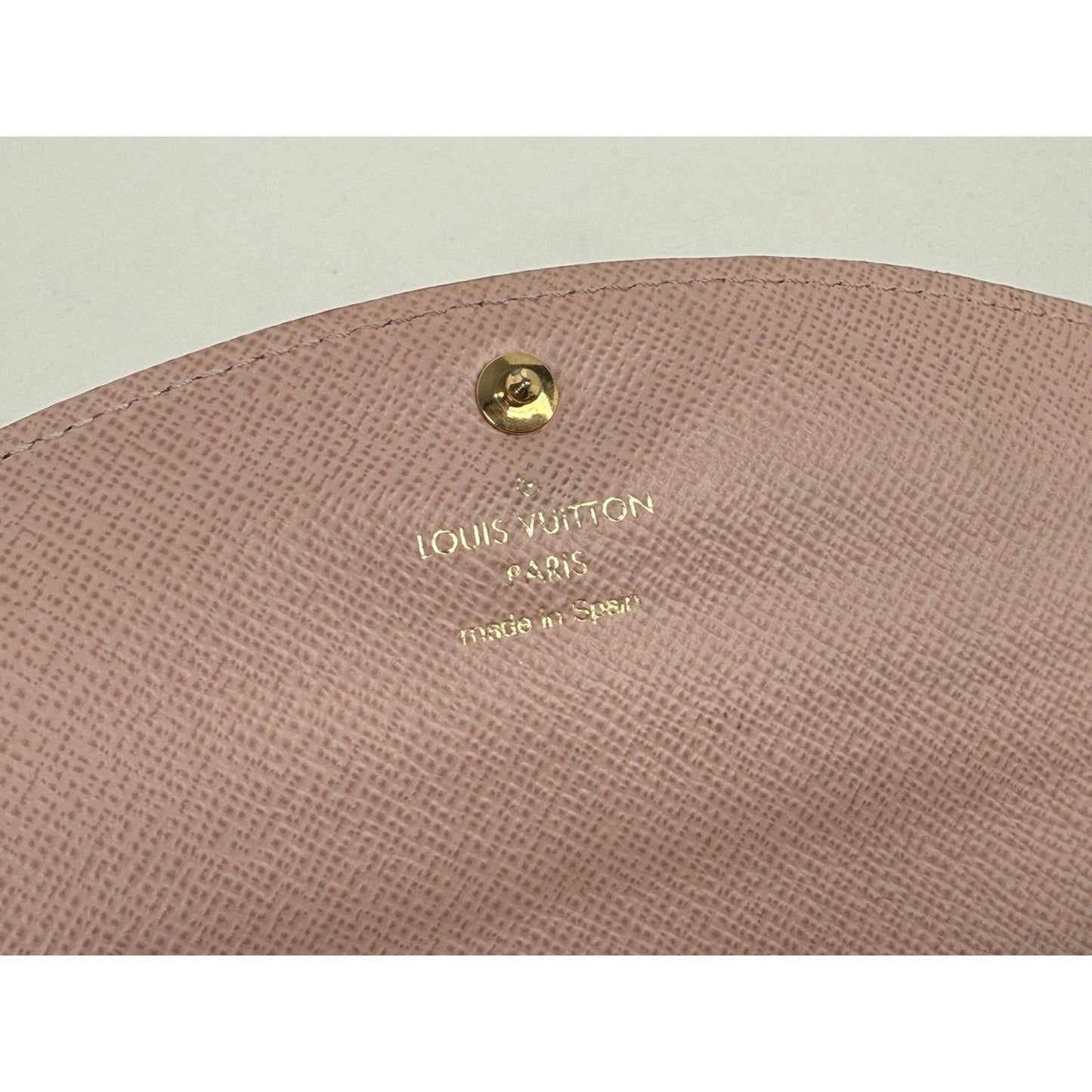 Louis Vuitton Damier Ebene Caïssa Wallet Rose Ballerine with Gold Hardware