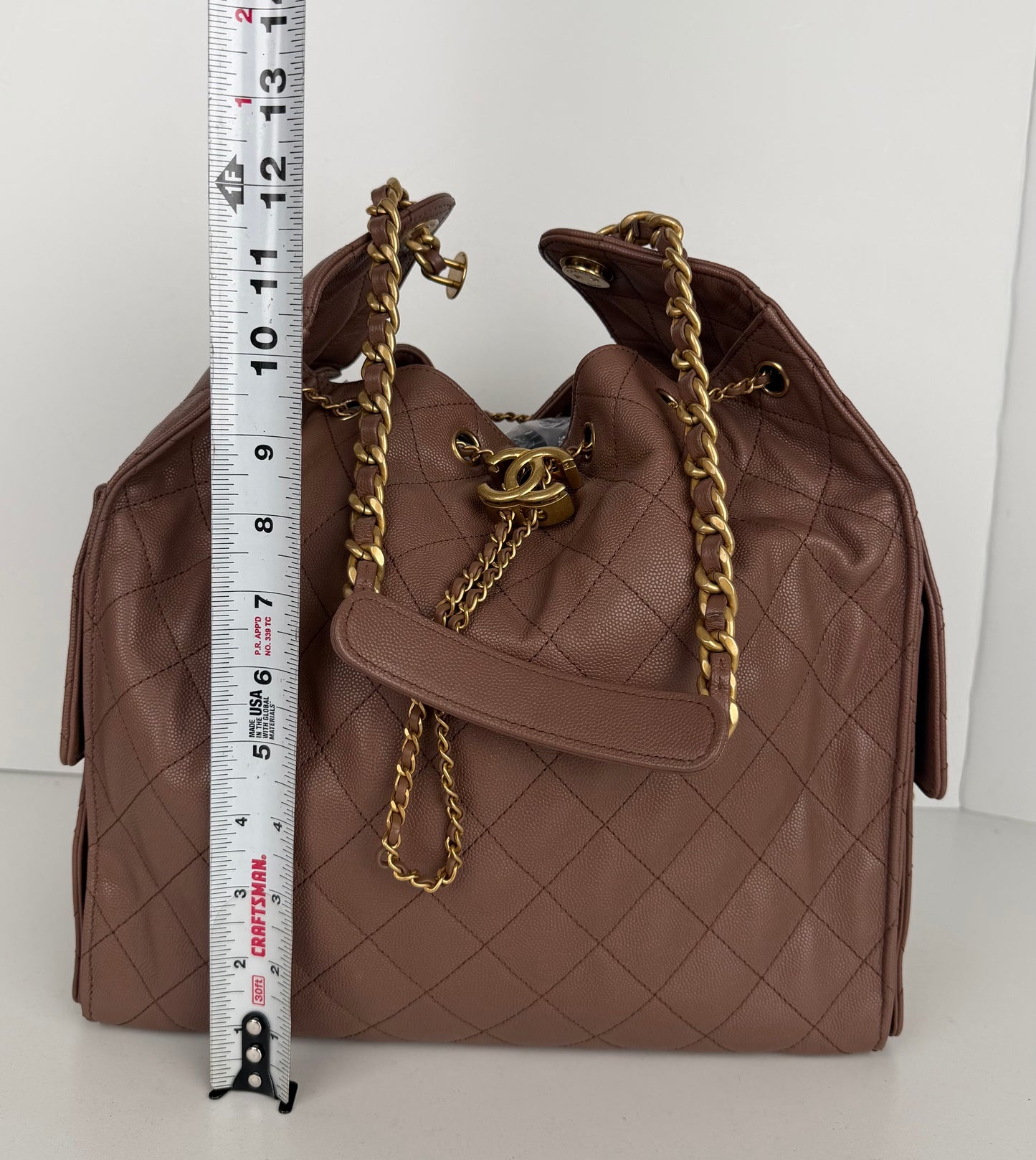 Chanel 25 Medium Hobo Bag Brown Caviar Leather 2026