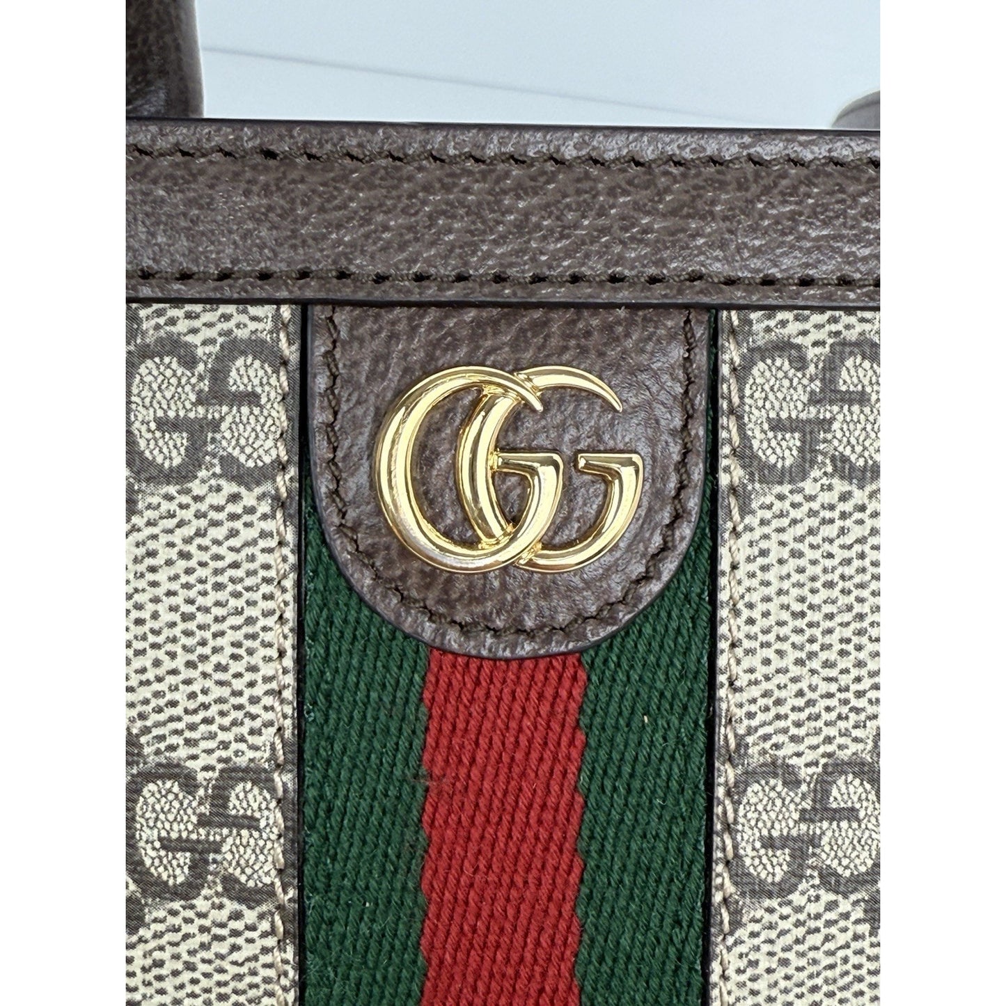 GUCCI Ophidia GG Supreme Super Mini Crossbody Handbag Canvas Beige Brown