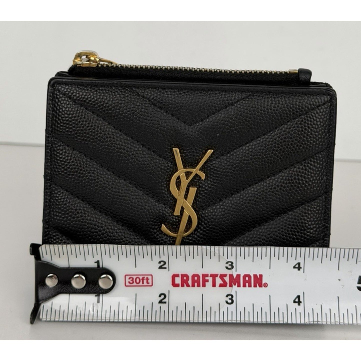 Saint Laurent Cassandre Quilted Grain De Poudre Leather Wallet in Black K3