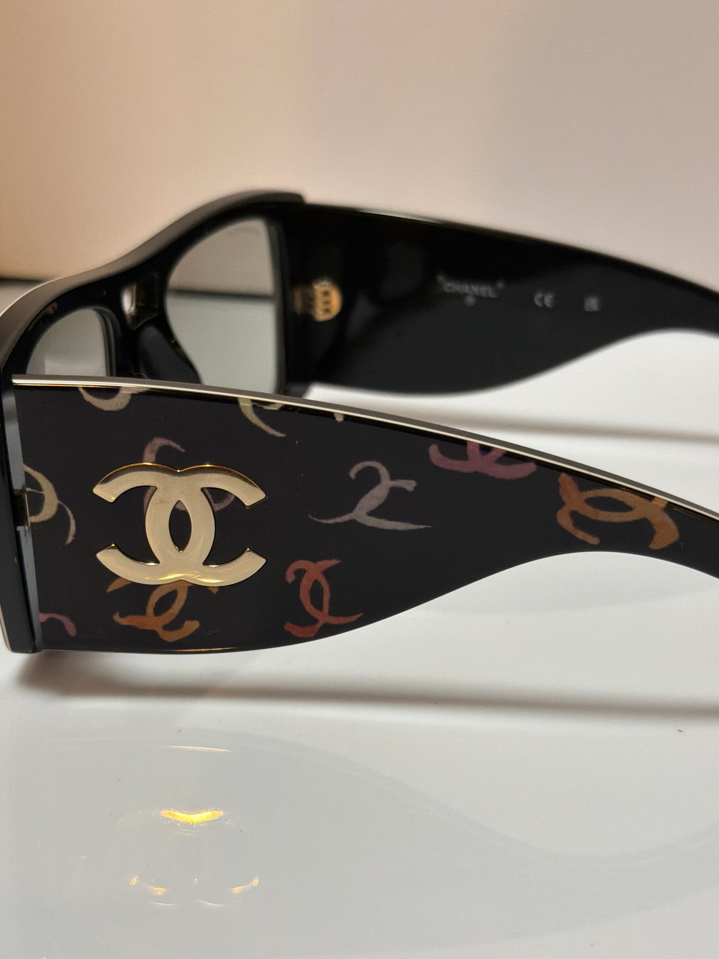 Chanel Acetate CC Logo Square Sunglasses 71628 Black Multicolor