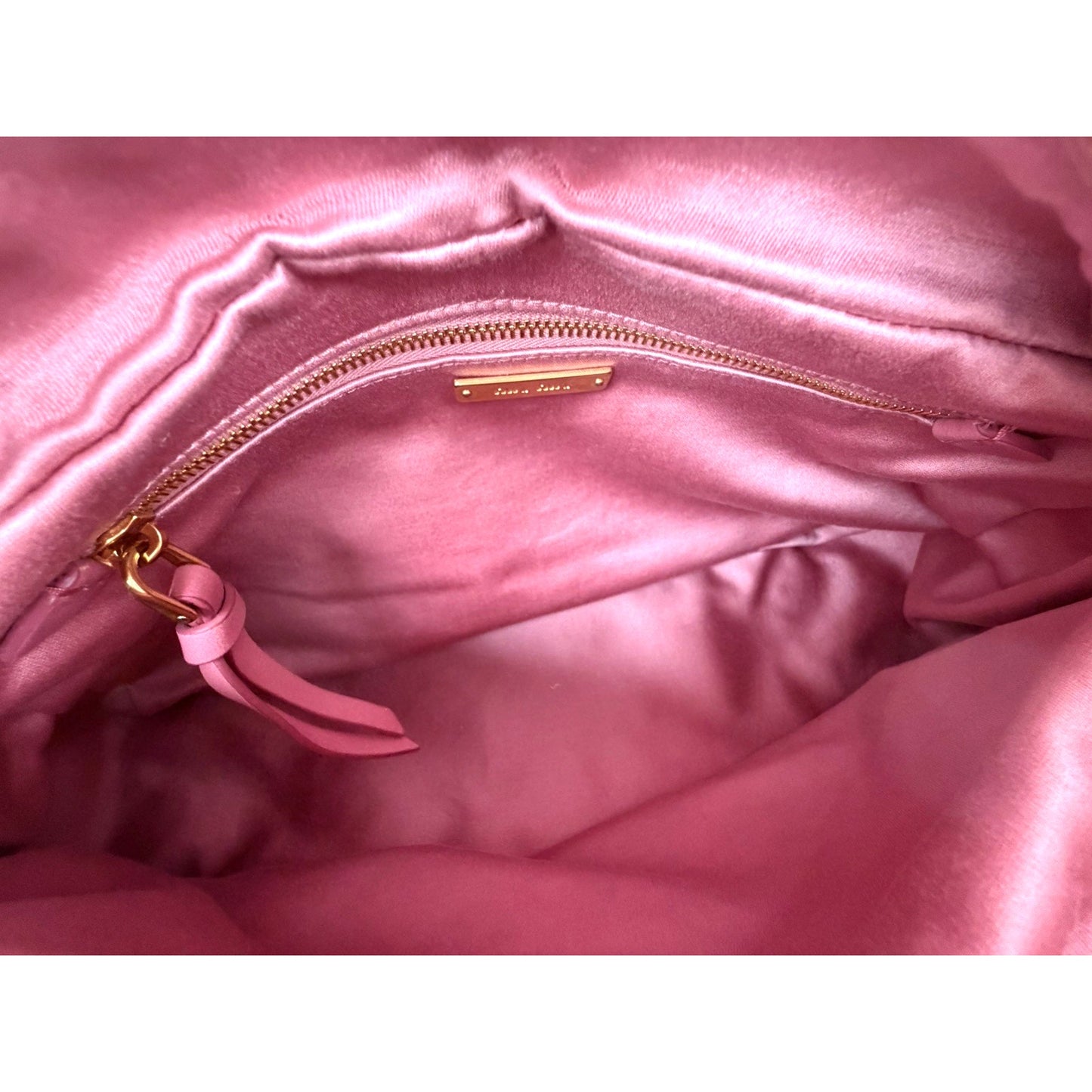 Miu Miu Nappa Knot Top Handle Shoulder Large Puffer Bag in Pink S-15