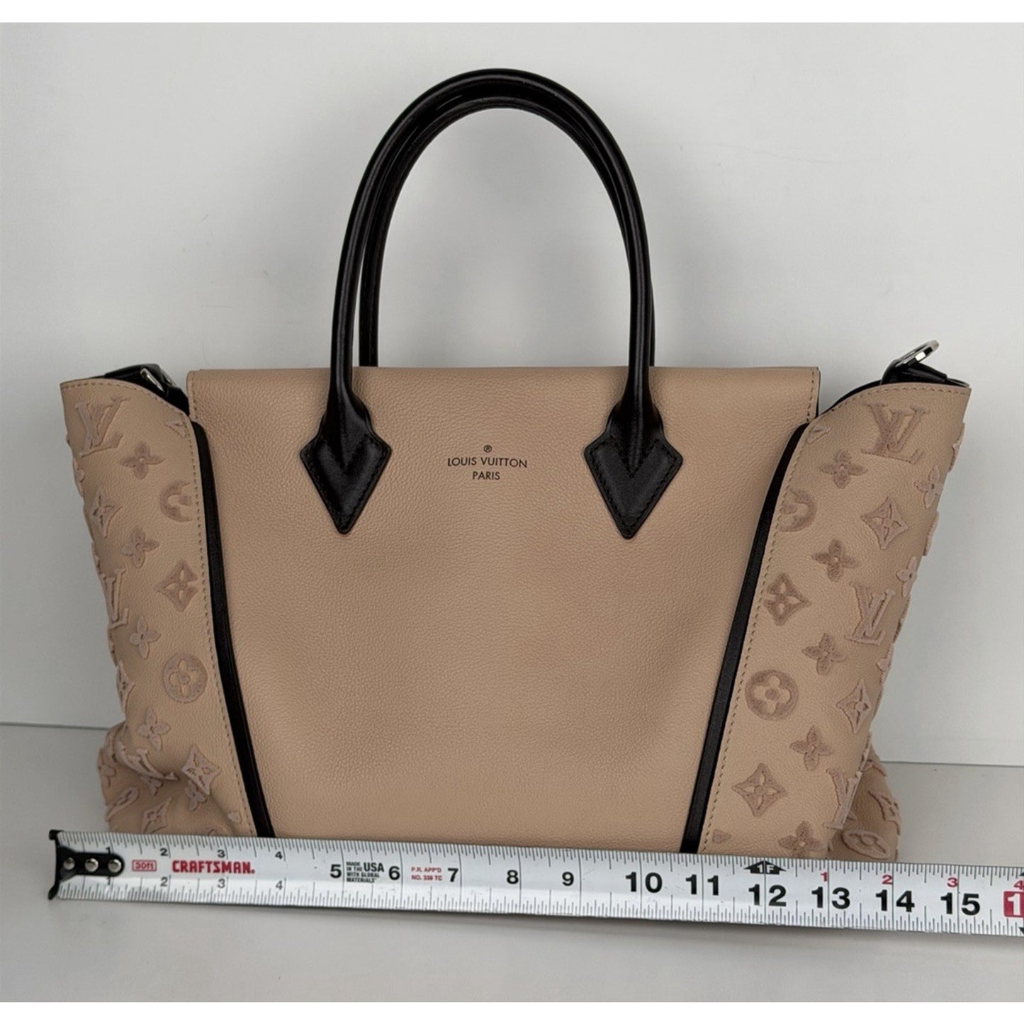 Louis Vuitton W Tote Bag Veau Cachemire Calfskin Plush Velour Monogram 2015 E2