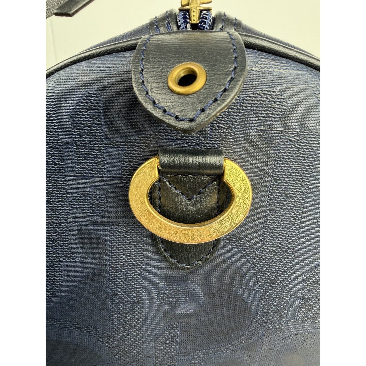 Christian Dior Trotter Boston 40 Bag Vintage in Navy Coated Canvas S