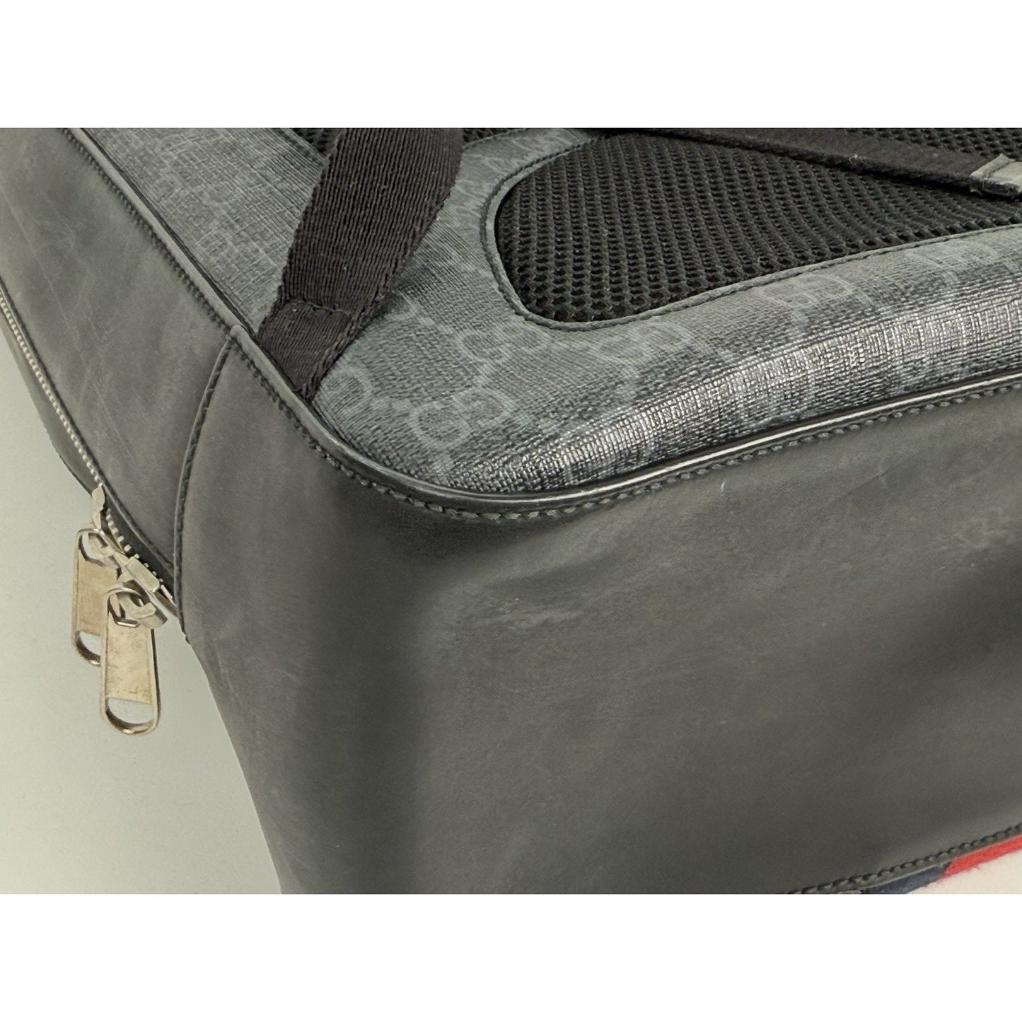 Gucci GG Supreme Black/Grey Coated Canvas Vintage Web Backpack
