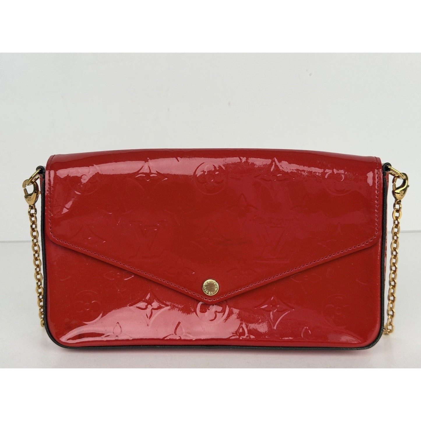 Louis Vuitton Monogram Vernis Pochette Felicie in Red Patent Leather 2016 S12