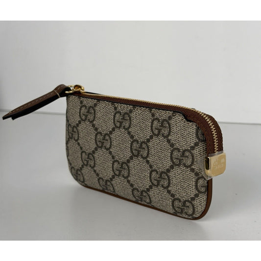 Gucci GG Supreme Monogram Key Case in Beige and Ebony Canvas