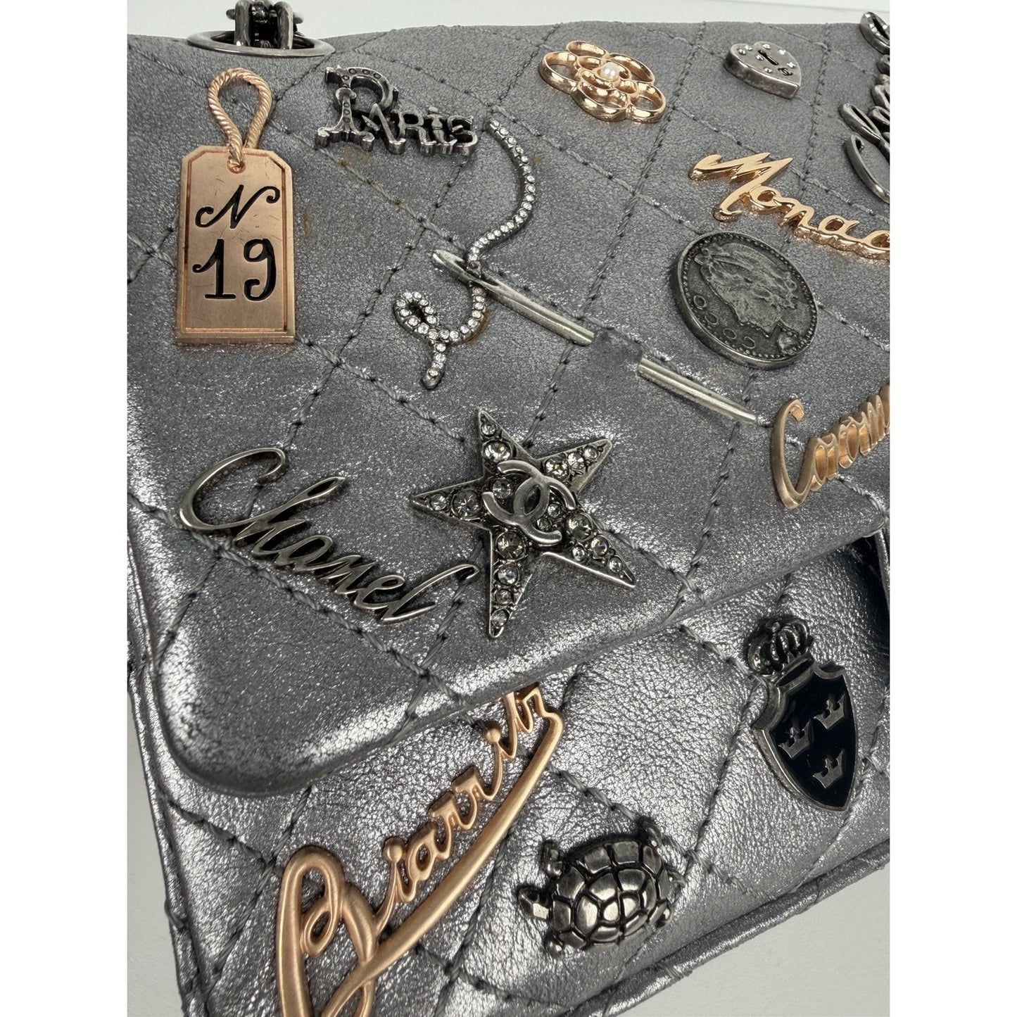 Chanel Lucky Charms 2.55 Reissue Double Flap Bag Metallic Silver 2006-2008 U3