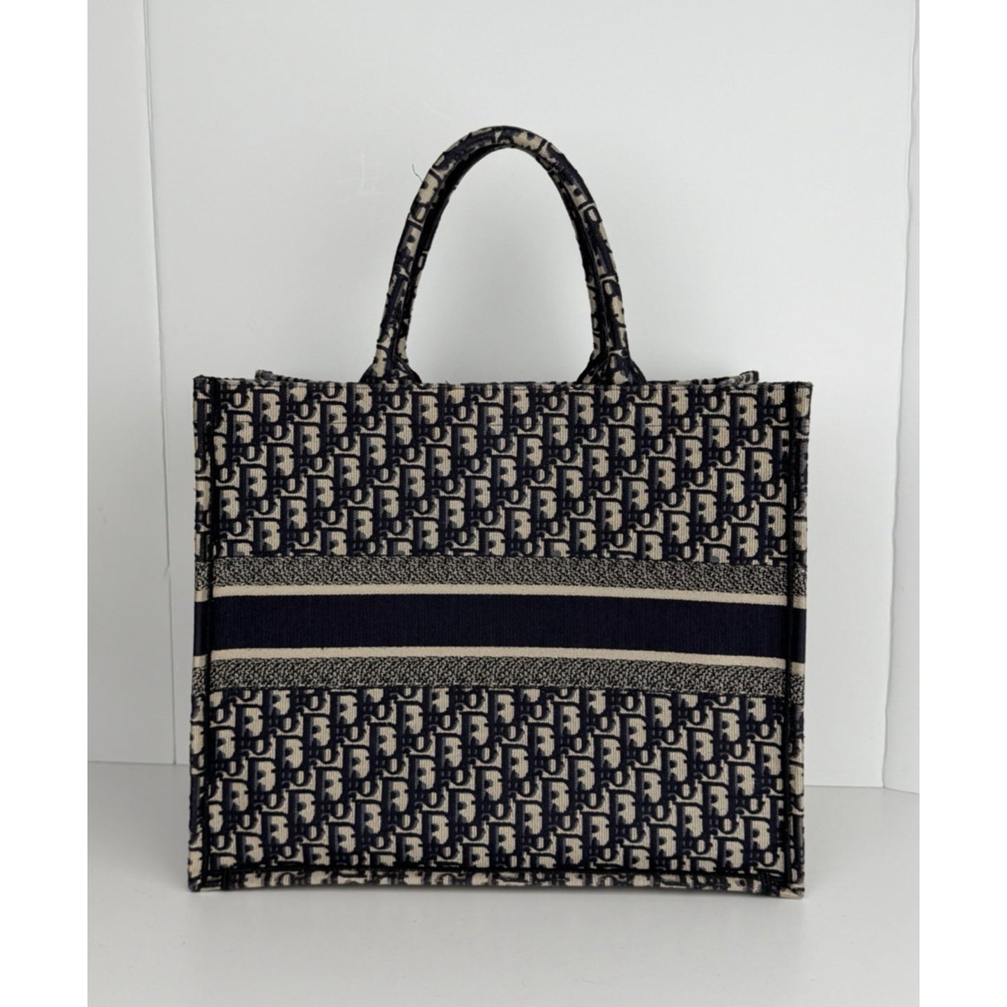 Christian Dior Oblique Large Book Tote Bag Blue Classic Monogram Canvas 2019 D3