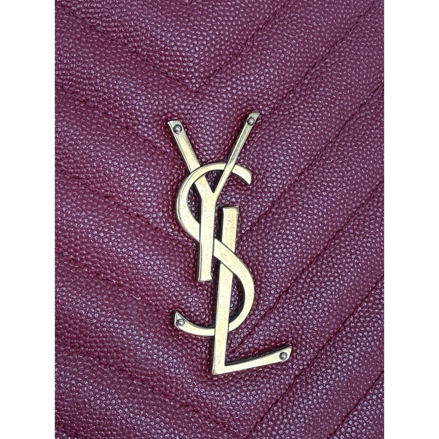 Saint Laurent Monogram Round Bag Burgundy with Gold Hardware