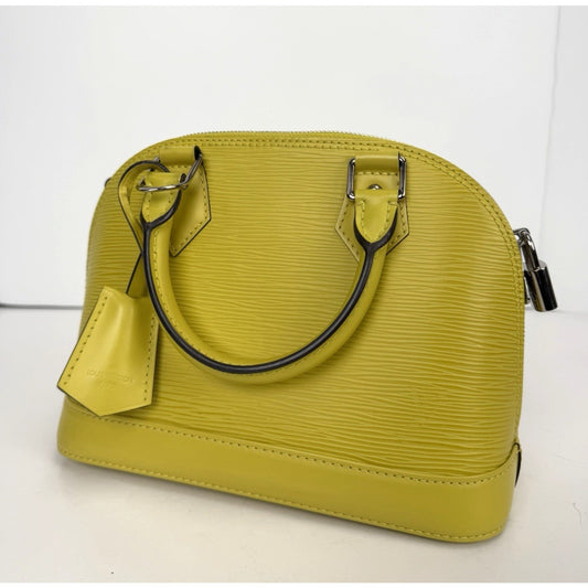 Louis Vuitton Alma BB Handbag in Yellow Epi Leather Silver-T Hardware 2014 S21