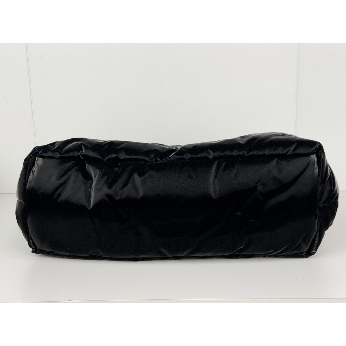 Saint Laurent Padded Tote Bag in Black Shiny Puffy Nylon with Embossed Logo C-6