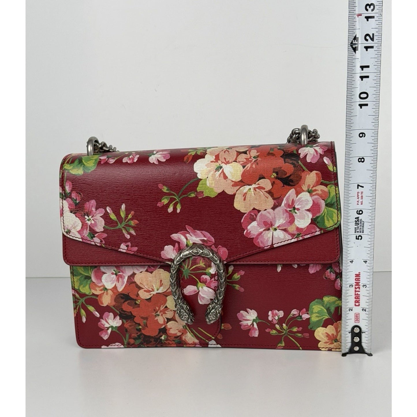Gucci Dionysus Medium Shoulder Bag Blooms Print in Red Calfskin Leather S16