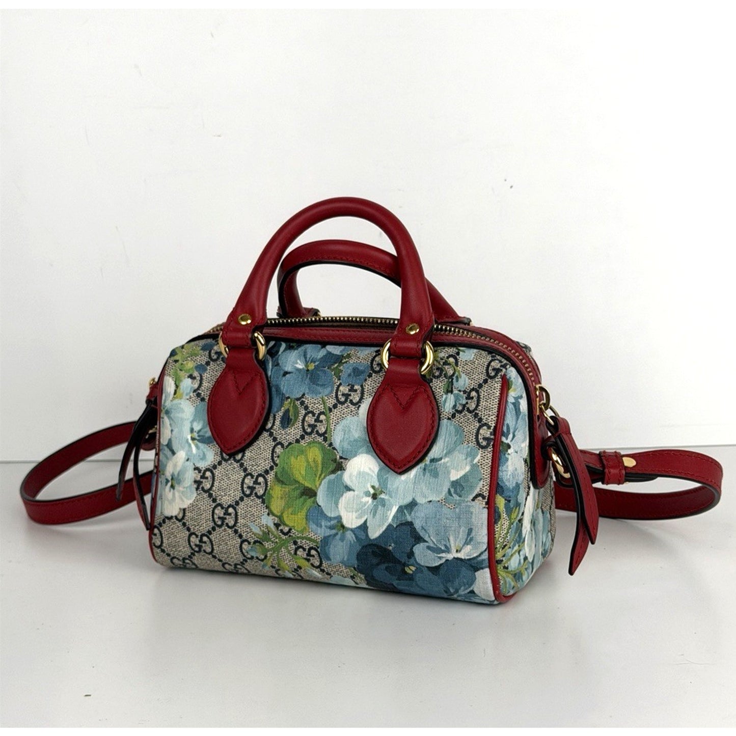 Gucci Blooms Boston Mini Top Handle Bag in Multicolor GG Supreme Canvas S-08