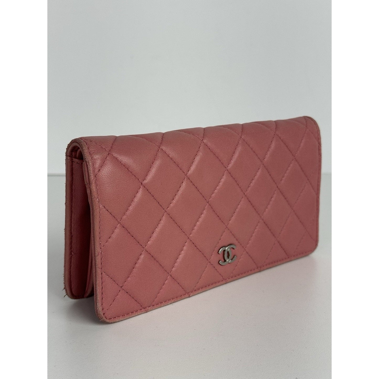 Chanel Long Yen Continental Wallet in Pink Quilted Lambskin Leather